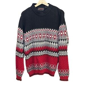 90s Vintage Jantzen Sport Fair Isle Sweater Nordic Ski Knit Winter Pullover Sz M